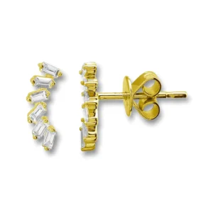 Mama Bijoux Baguette Diamond Crawler Stud Earrings Sale