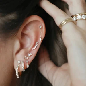 Mama Bijoux Baguette Diamond Crawler Stud Earrings Sale