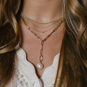 Mama Bijoux Baguette Diamond Pearl Charm Online