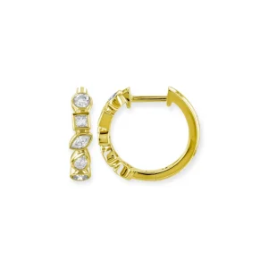 Mama Bijoux Bezeled Multi Cut Diamond Huggies Hot