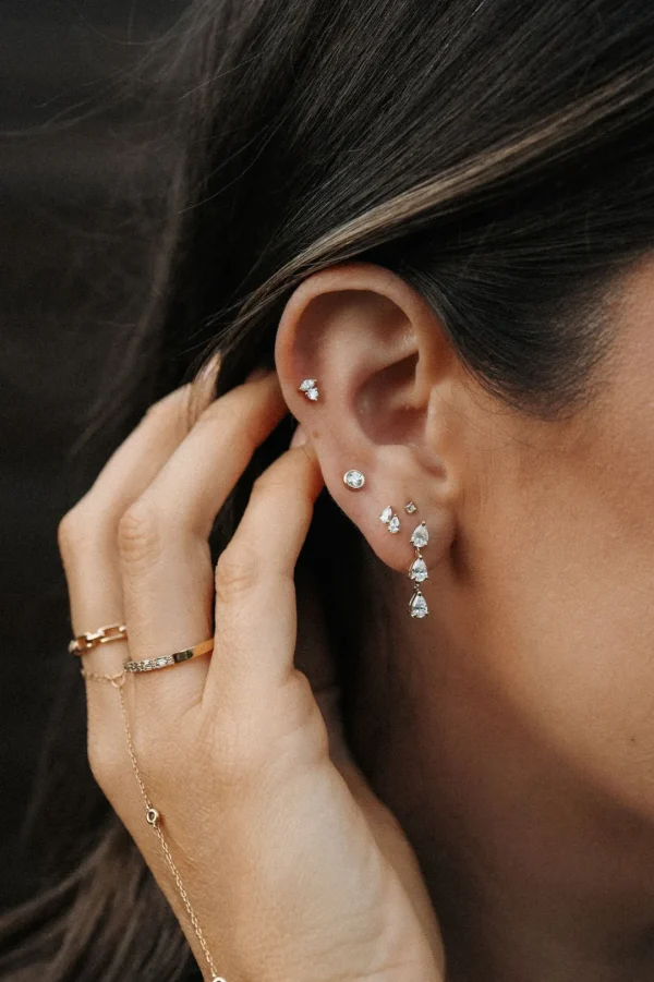 Mama Bijoux Bezeled Round Diamond Stud Earrings Hot