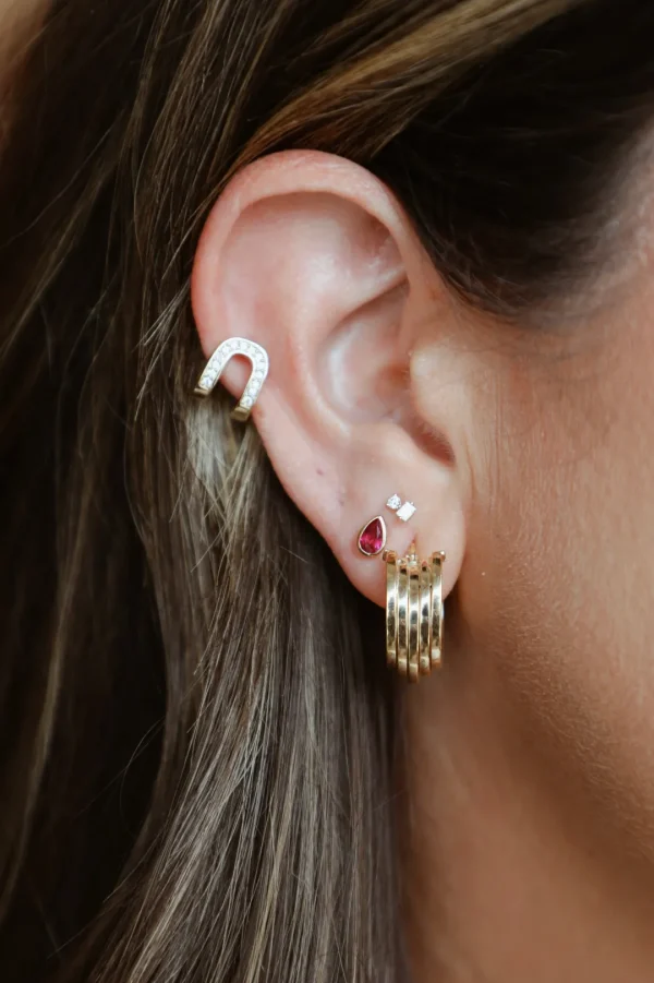 Mama Bijoux Chunky Gold Stacked Hoops Sale