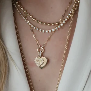 Mama Bijoux Classic Gold Heart Charm with Diamond Enhancer New