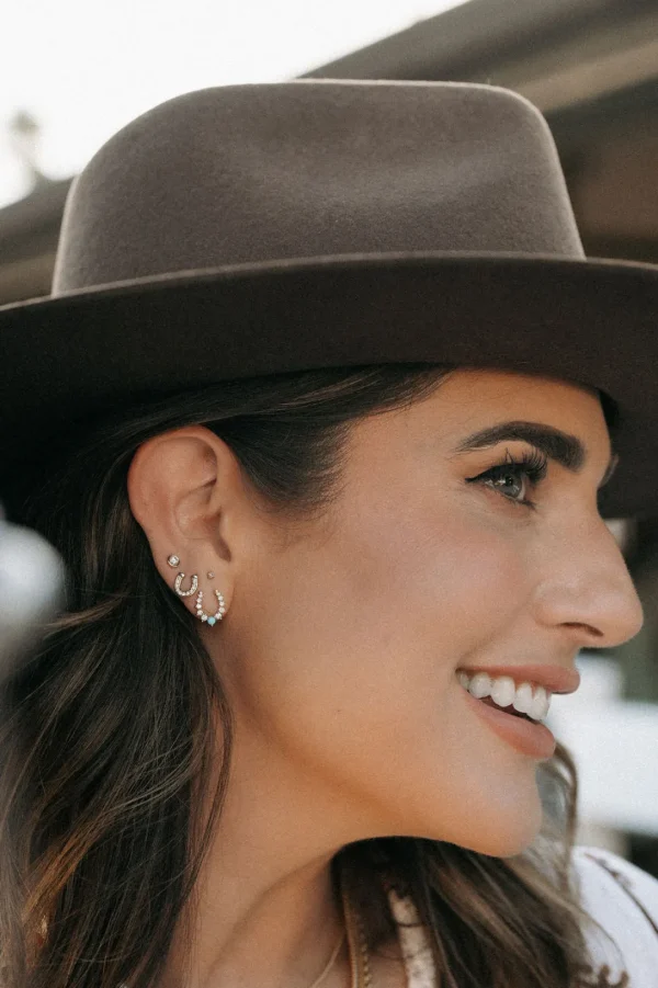 Mama Bijoux Cowgirl Horseshoe Diamond & Turquoise Studs New