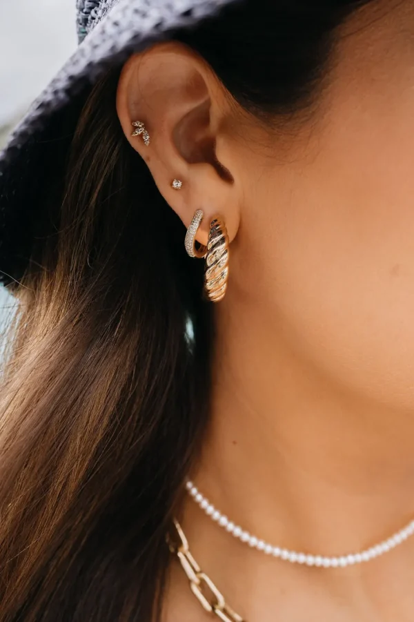 Mama Bijoux Croissant Open Hoop Stud Earrings Sale