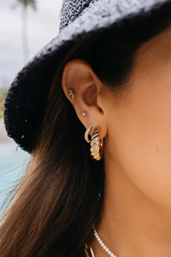 Mama Bijoux Croissant Open Hoop Stud Earrings Sale