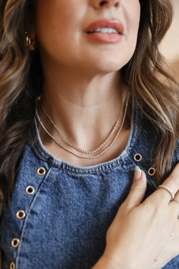 Mama Bijoux Cupcake Diamond & Chain Half Tennis Necklace Hot