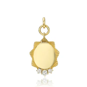 Mama Bijoux Custom Three Stone Oval Medallion Pendant Hot