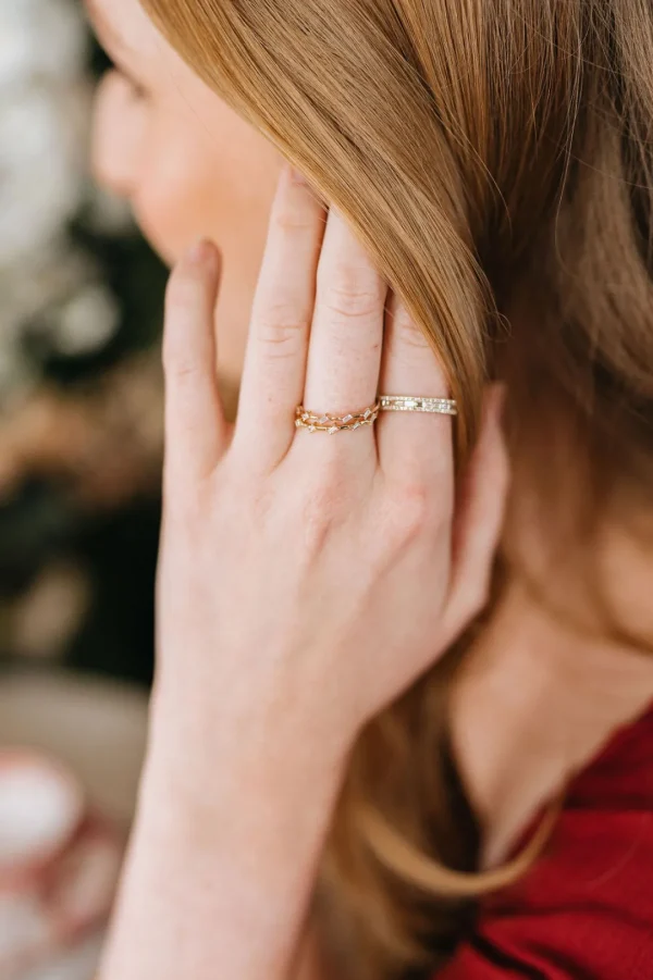 Mama Bijoux Diamond Baguette Whisper Stacking Ring Hot