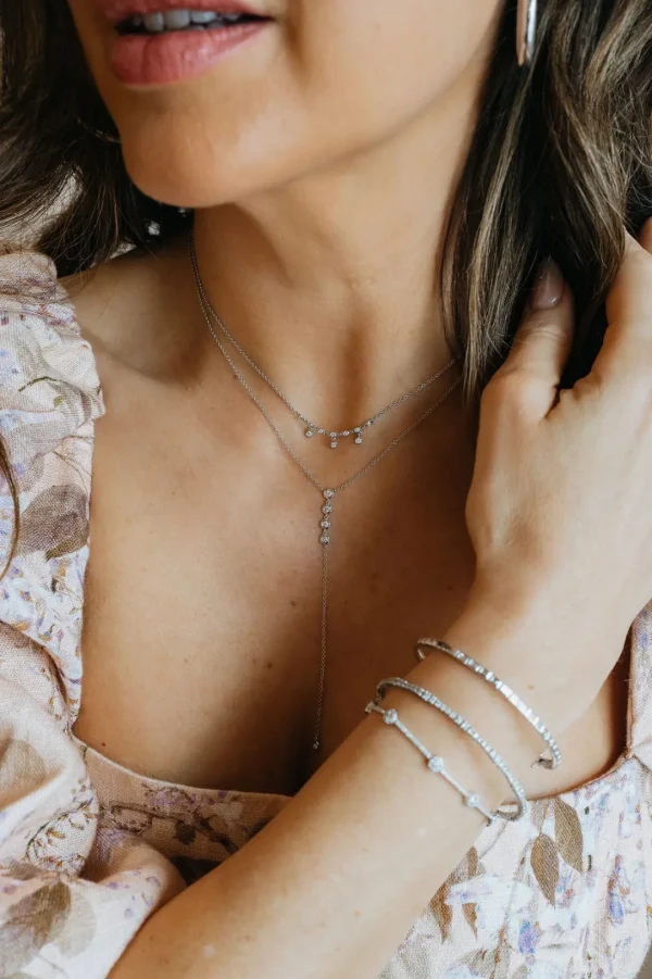 Mama Bijoux Diamond Bezel Lariat Necklace Fashion