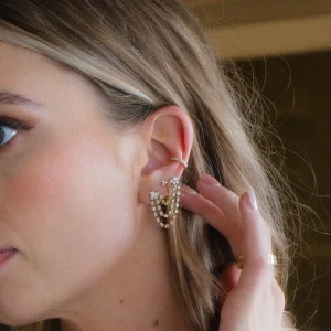 Mama Bijoux Diamond Chandelier Double Piercing Earring (Sold as Singles) Clearance