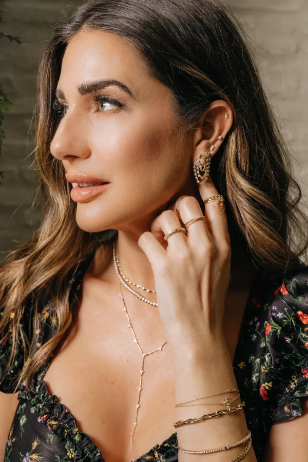 Mama Bijoux Diamond Chandelier Double Piercing Earring (Sold as Singles) Clearance
