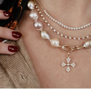 Mama Bijoux Diamond Italian Cross Charm Hot
