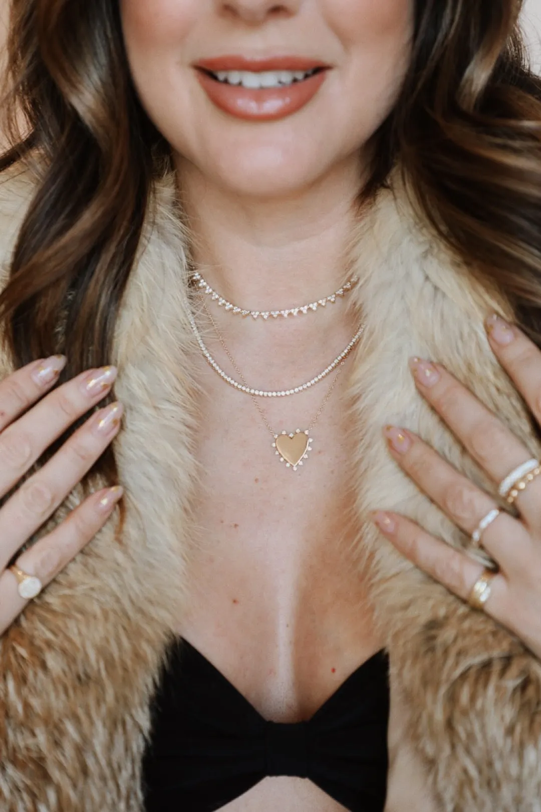 diamond_trio_half_tennis__2.webp Mama Bijoux Diamond Trio Half Tennis & Chain Choker Necklace Sale