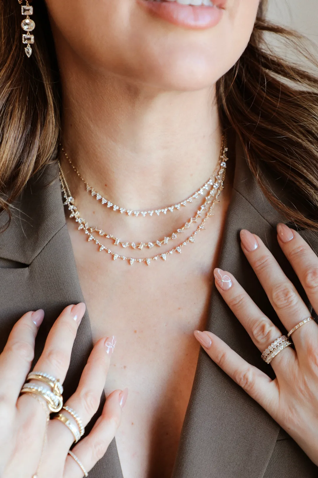 diamond_trio_half_tennis__3.webp Mama Bijoux Diamond Trio Half Tennis & Chain Choker Necklace Sale