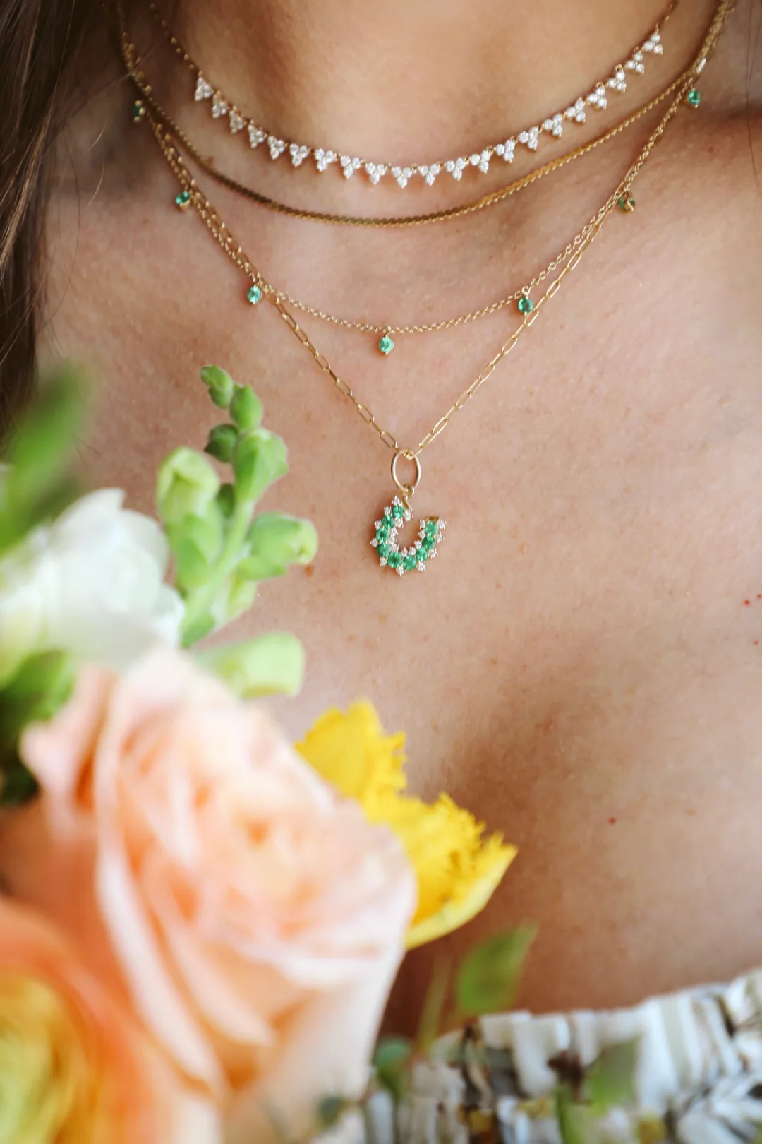 diamond_trio_half_tennis__4.webp Mama Bijoux Diamond Trio Half Tennis & Chain Choker Necklace Sale