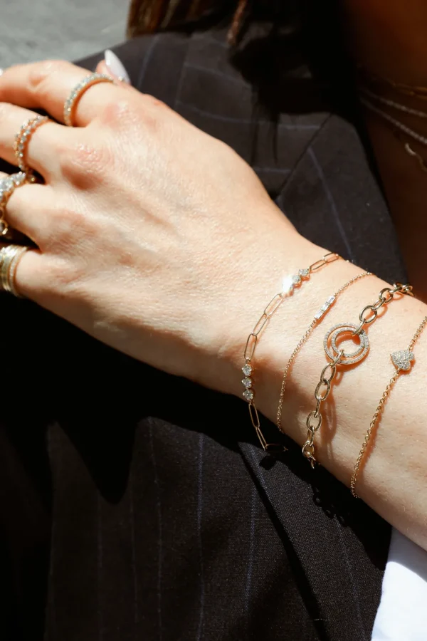 Mama Bijoux Diamond Trio Station Chain Linked Bracelet Outlet