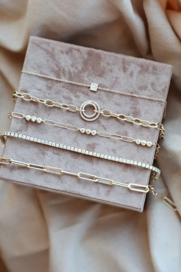 Mama Bijoux Diamond Trio Station Chain Linked Bracelet Outlet