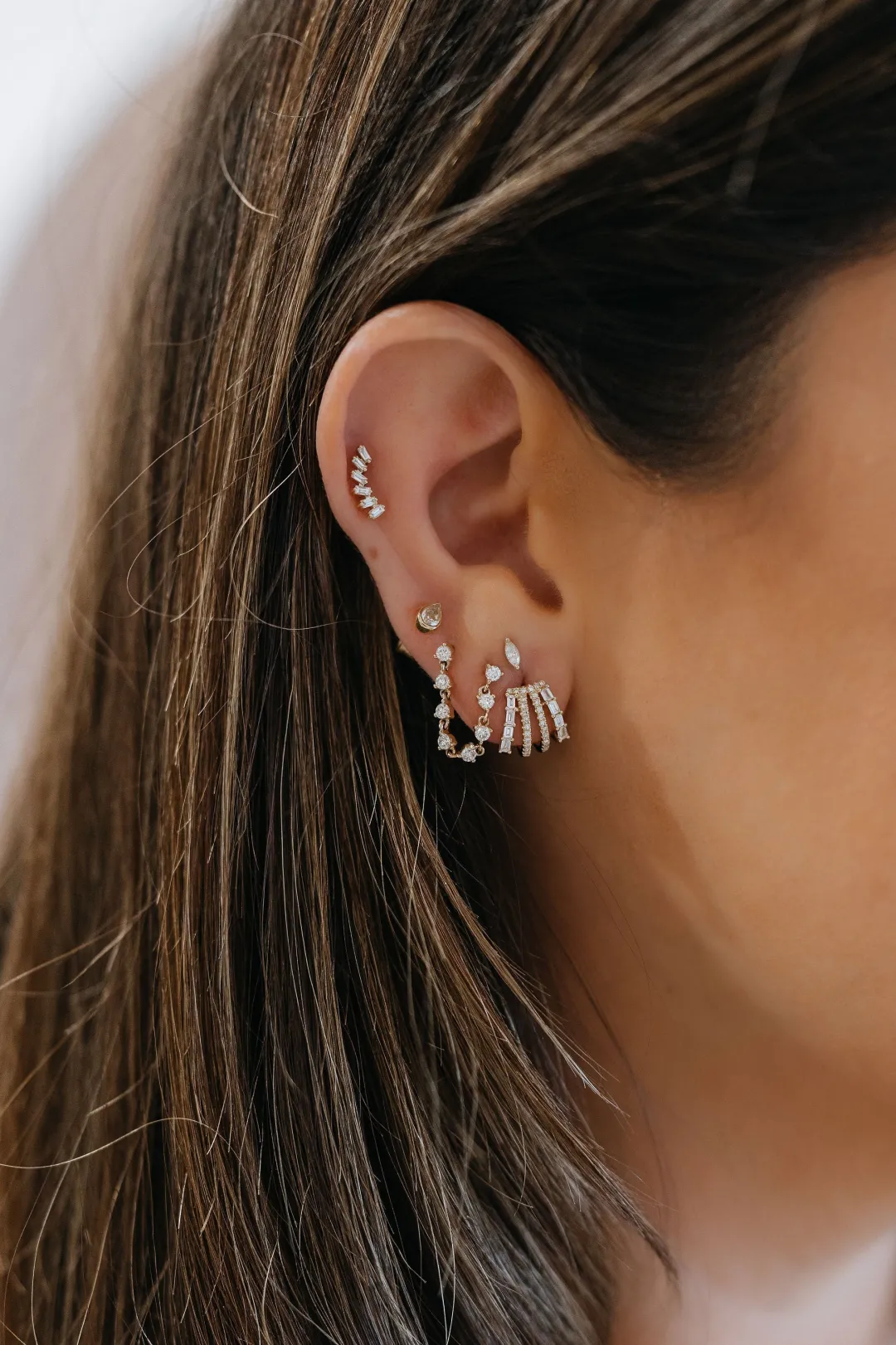 double_stud_diamond_chain_2.webp Mama Bijoux Double Stud Diamond Chain Earrings (.32 carat) Clearance
