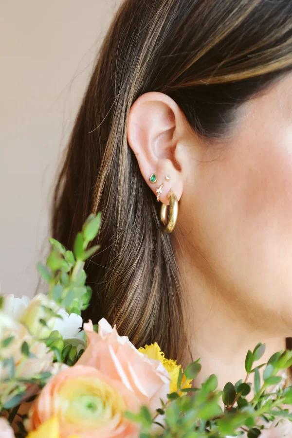 Mama Bijoux Emerald Bezel Pear Shaped Studs Outlet