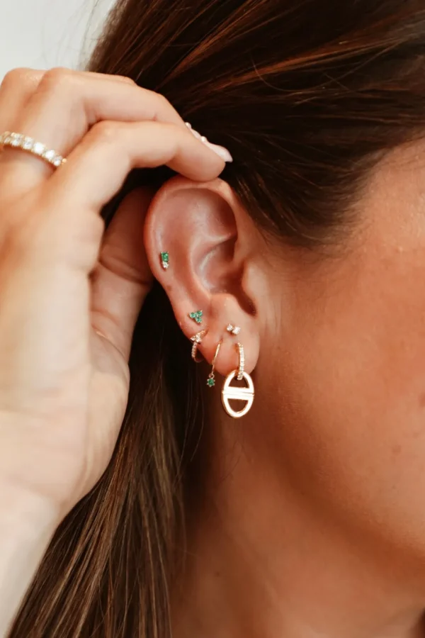 Mama Bijoux Emerald Trio Stud Earrings Fashion