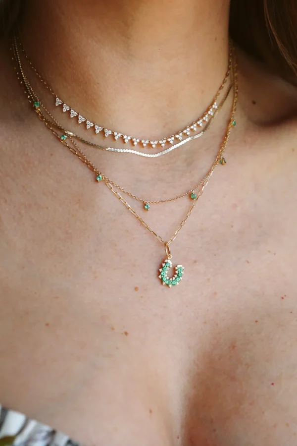 Mama Bijoux Floating Emerald Shaker Necklace Clearance