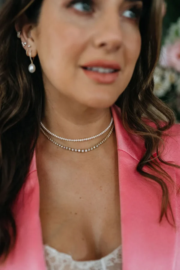 Mama Bijoux Graduated Crown Set Diamond Tennis Necklace Clearance