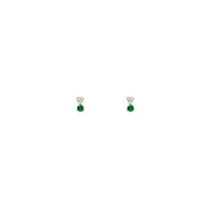 Mama Bijoux Itty Bitty Diamond and Emerald Drop Studs Sale