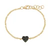 Mama Bijoux 18k Gold & Black Diamond Heart Bracelet (Child Size) Fashion