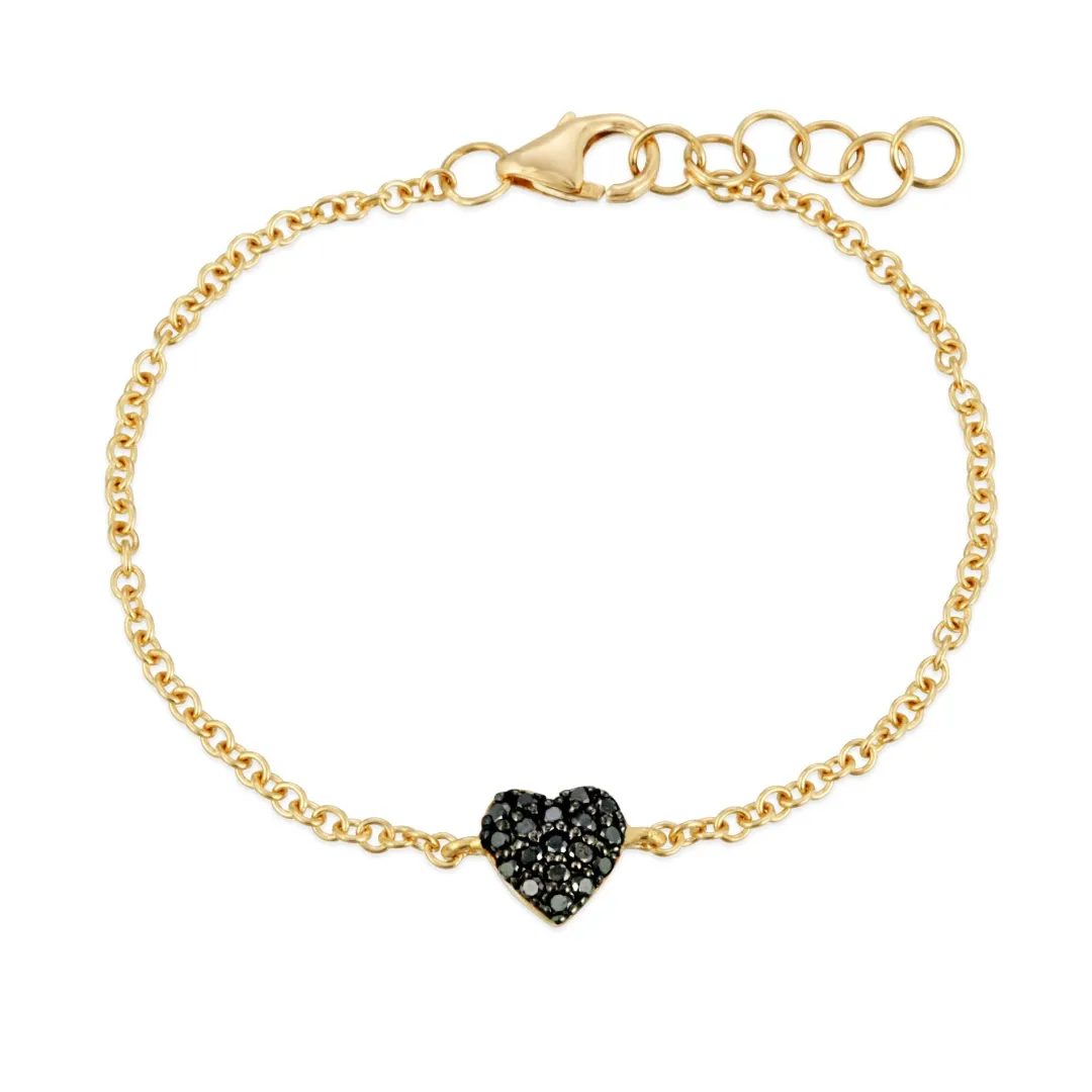 k_gold_amp_black_diamond__0.webp Mama Bijoux 18k Gold & Black Diamond Heart Bracelet (Child Size) Fashion