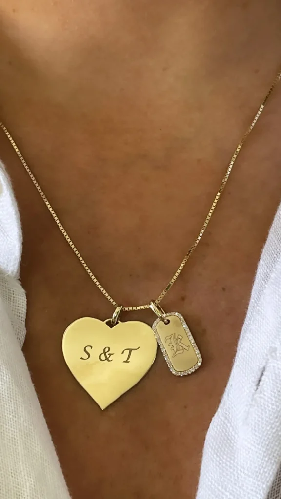 Mama Bijoux 14k Gold & Diamond Rim Dog Tag Sale