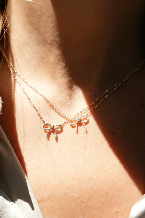 Mama Bijoux 14k Gold Bow Necklace Fashion