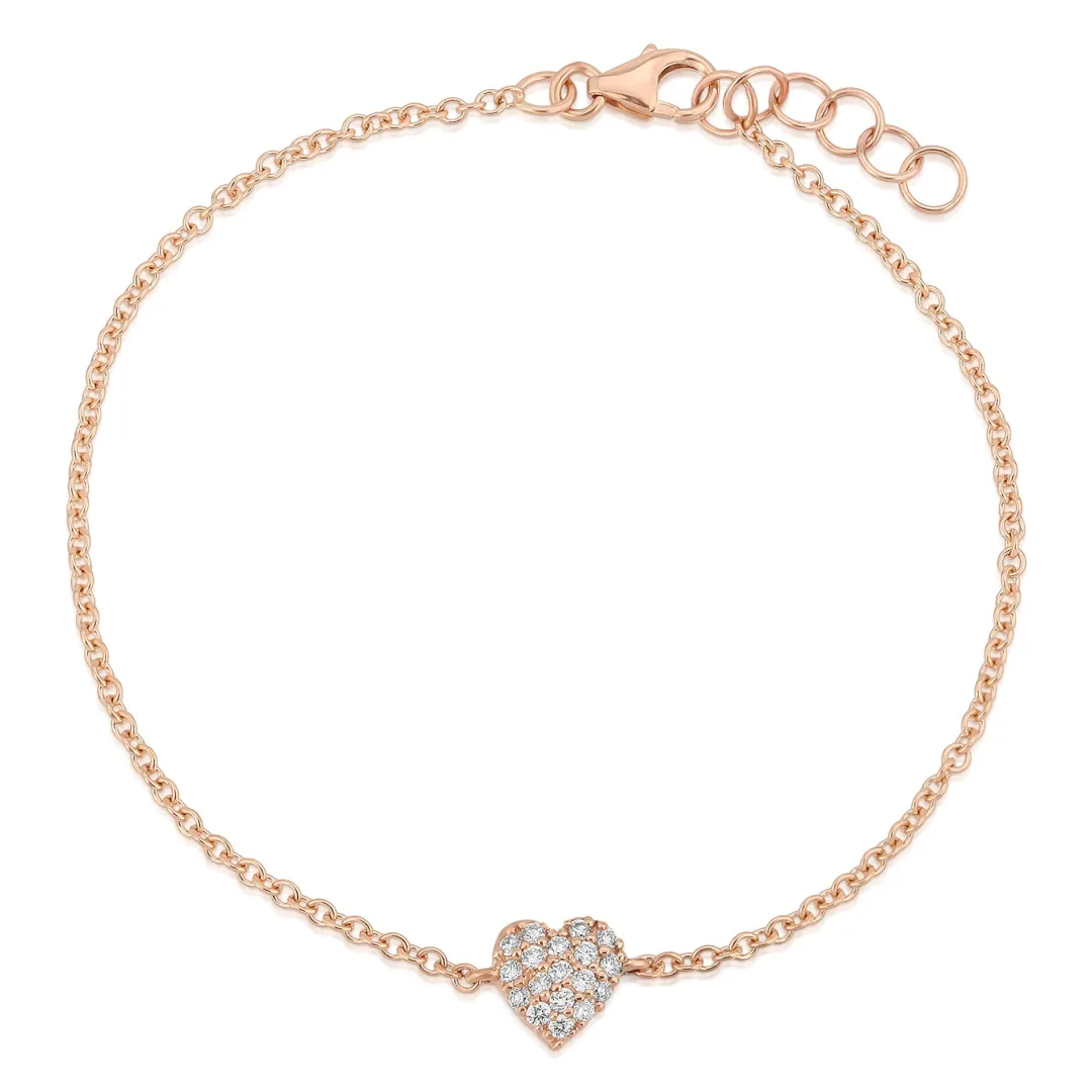 k_gold_diamond_heart_brac_1.webp Mama Bijoux 14k Gold Diamond Heart Bracelet (Mama/Adult Size) Outlet