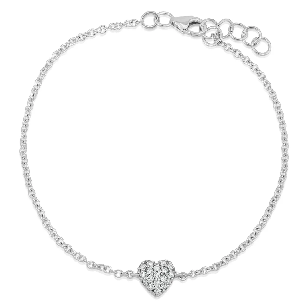 k_gold_diamond_heart_brac_2.webp Mama Bijoux 14k Gold Diamond Heart Bracelet (Mama/Adult Size) Outlet