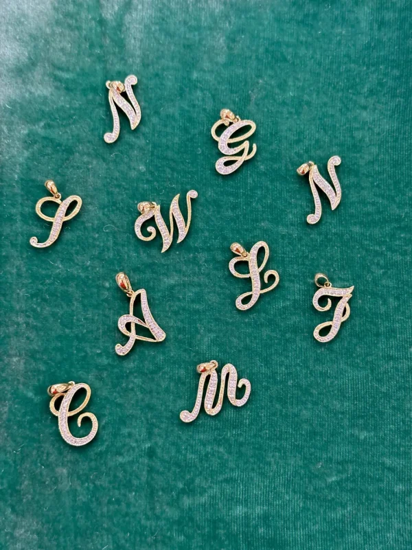 Mama Bijoux 14k Gold Vintage Script Diamond Letter Charms Sale