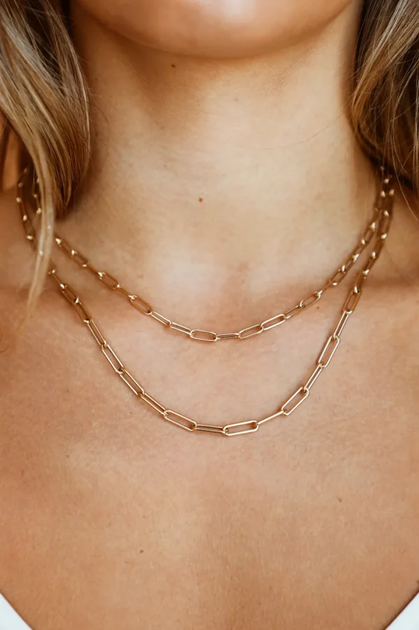 Mama Bijoux 14k Yellow Gold Mini Rounded Paper Clip Chain Necklace Online