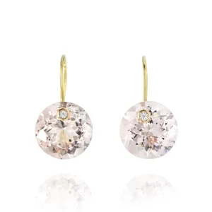 Mama Bijoux Light Pink Morganite & Diamond Floating Drop Earrings New