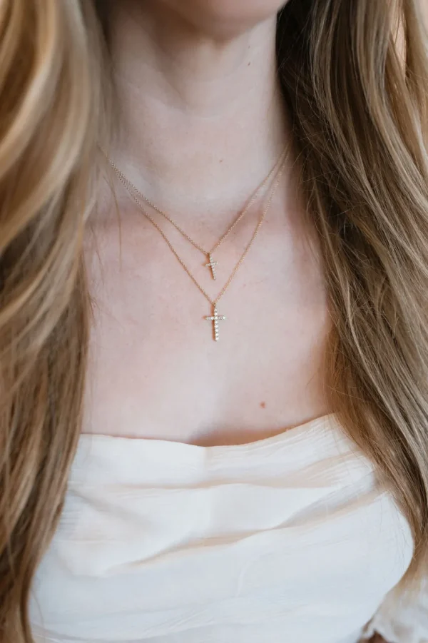 Mama Bijoux Medium Diamond Cross Necklace Clearance
