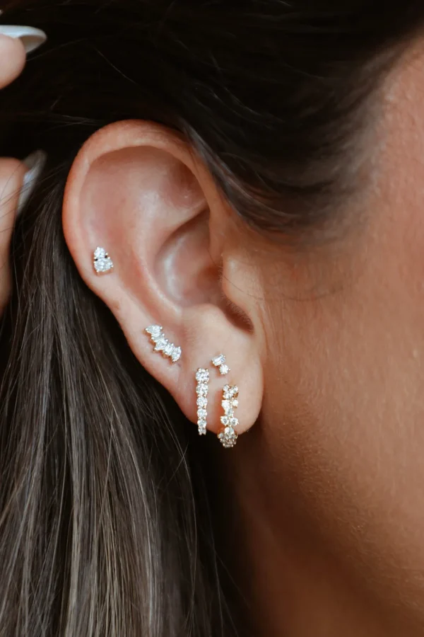 Mama Bijoux Mini Baguette & Round Diamond Studs Online