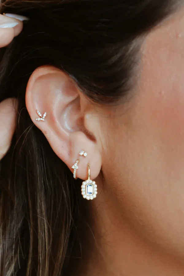 Mama Bijoux Mini Baguette & Round Diamond Studs Online