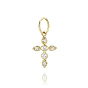 Mama Bijoux Mini Bezel Diamond Cross Charm Online