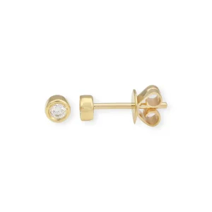 Mama Bijoux Mini Bezeled Round Diamond Studs Hot