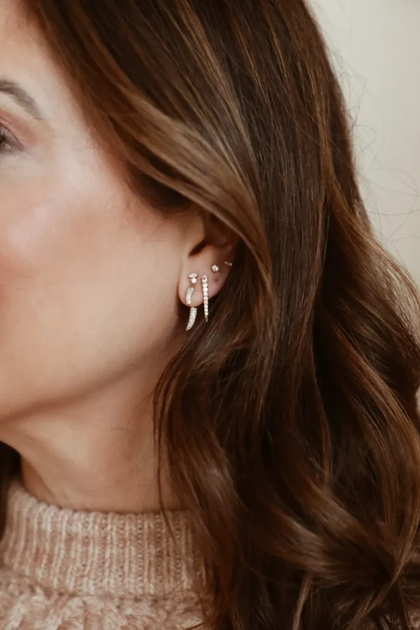 Mama Bijoux Mini Bijoux Dagger Diamond Huggie Earrings Clearance