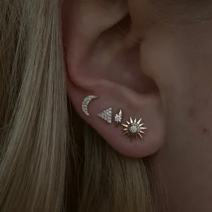 Mama Bijoux Mini Diamond Sunburst Stud Earrings New