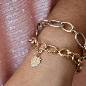Mama Bijoux Mini Fluted Gold & Diamond Exploding Heart Charm Online