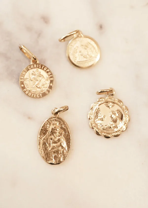 Mama Bijoux Mini Saint Christopher Solid Gold Charm Best