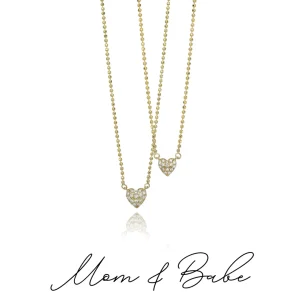 Mama Bijoux Mom & Babe Matching Diamond Heart Necklace Set Discount
