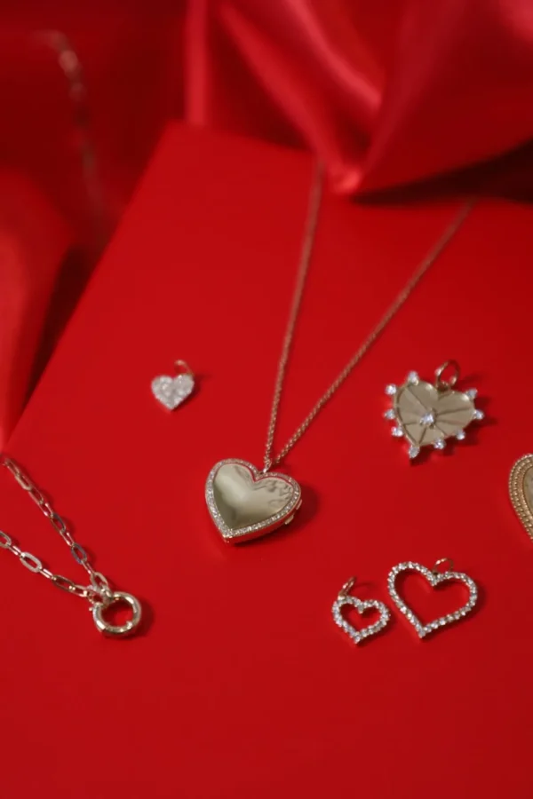 Mama Bijoux Mom & Babe Matching Diamond Heart Charm Set Discount