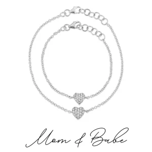 Mama Bijoux Mom & Babe Matching Diamond Heart Bracelet Set Sale
