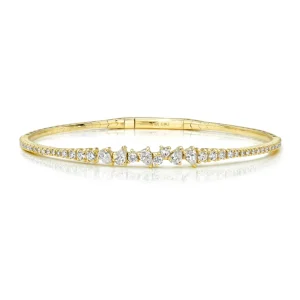 Mama Bijoux Multi Cut Diamond Flexible Bangle Clearance